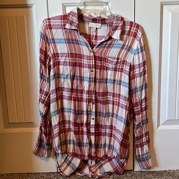 Lucky Brand Women’s size M long sleeve flannel button down shirt. Back button - Picture 1 of 4